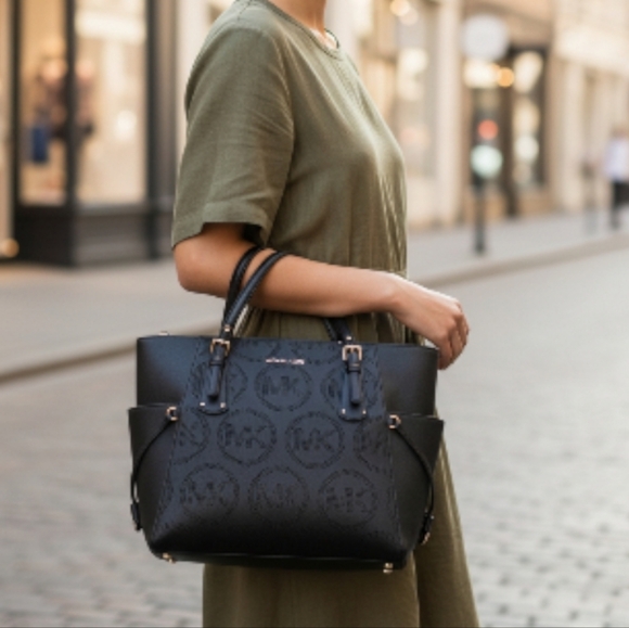 Michael Kors Perforated Black Tote - Picture 2 of 15